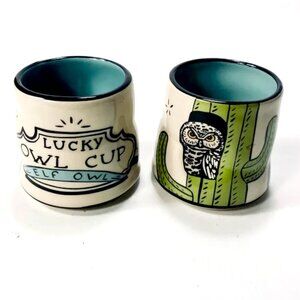 Bundle 2 Small  Lucky Owl Cup from The Bowl Maker